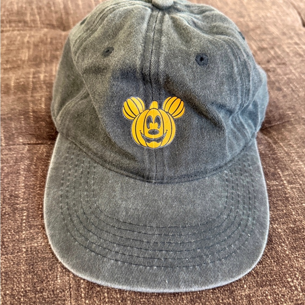 Disney Mickey Mouse Halloween Hat Pumpkin Jack o Lantern Unisex Gray Adult Size